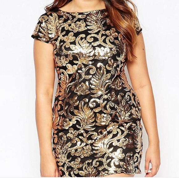ASOS | Dresses | Brand New W Tag Black And Gold Sequin Dress | Poshmark